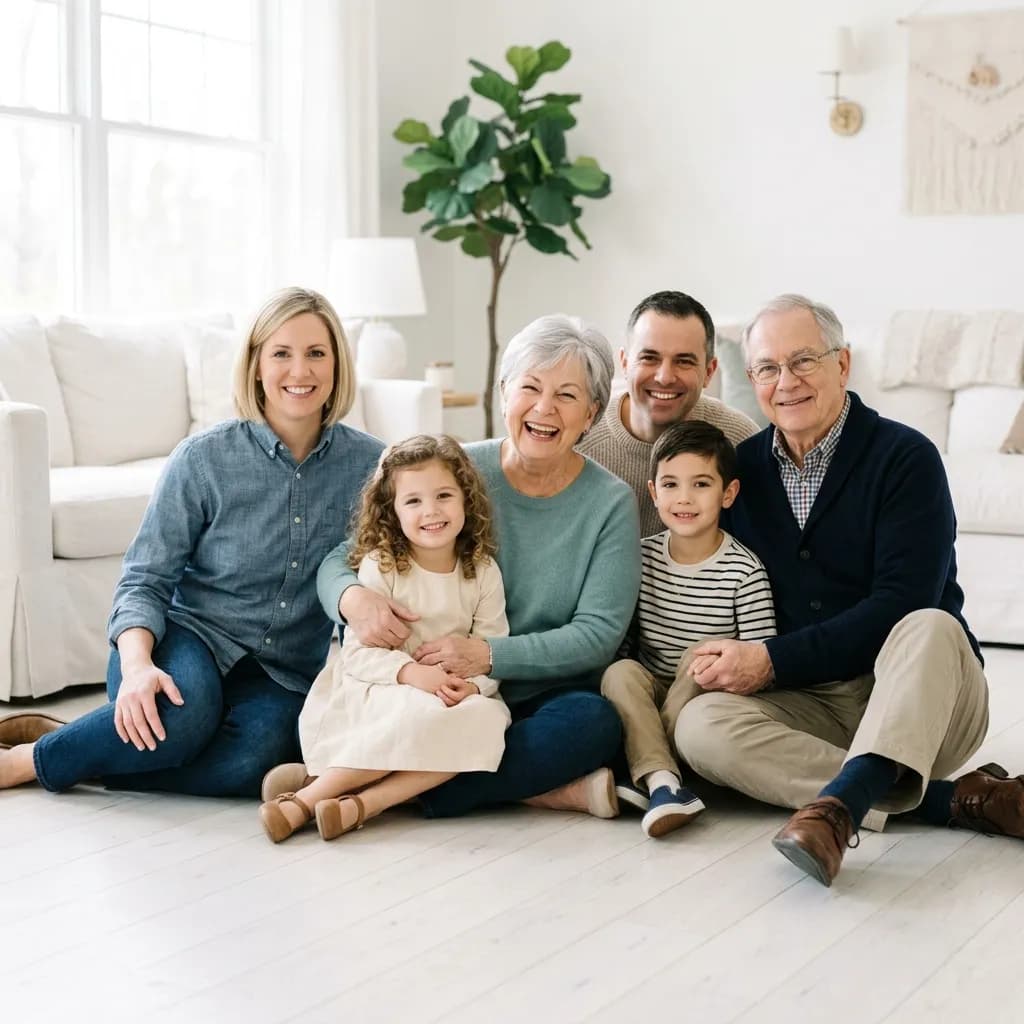 Happy family with seniors